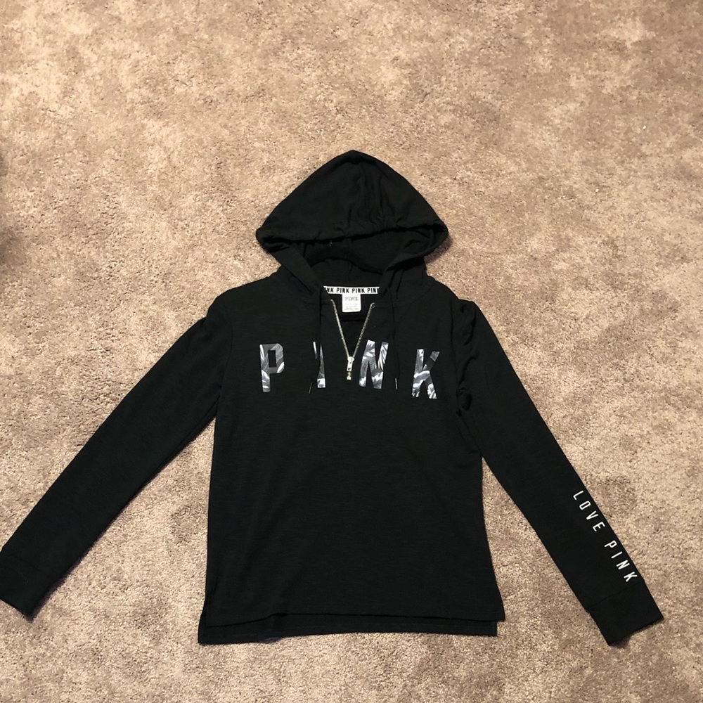 victorias secret pink quarter zip up hoodie